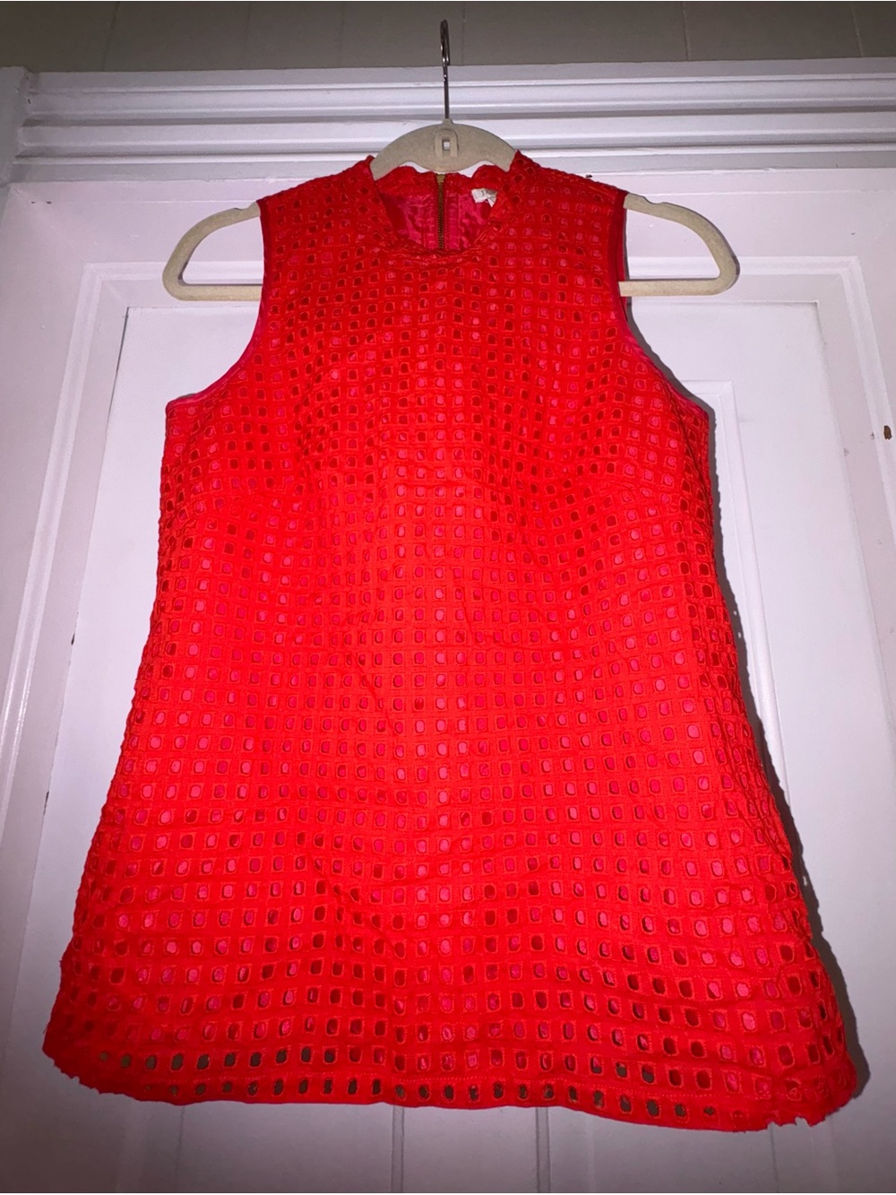 J. Crew Women’s Red Sleeveless Eyelet Blouse Size 0